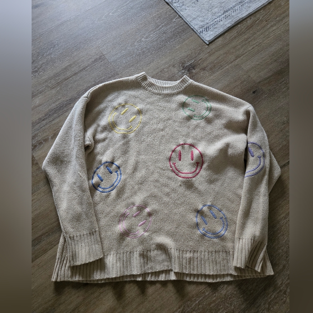 Earthbound Trading Co Smiley Face Sweater